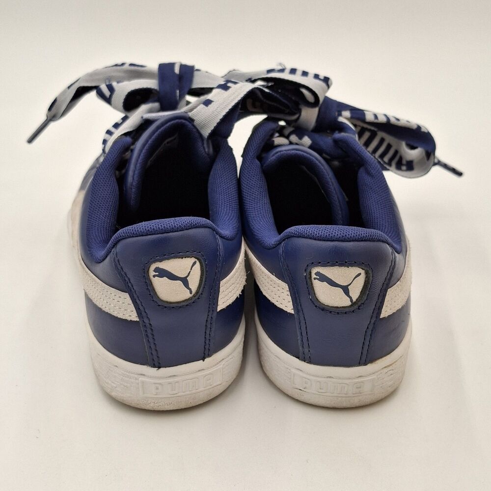 Puma Shoes Women's 7.5 US Basket Heart De Blue/White Leather Sneakers 364082 02 - Picture 5 of 16